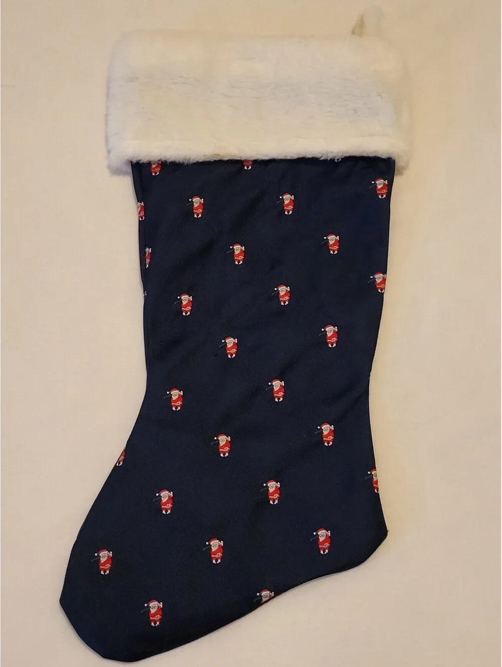 VTG Alynn Neckwear OS Christmas Stocking Embroidered Santa Claus Golfing